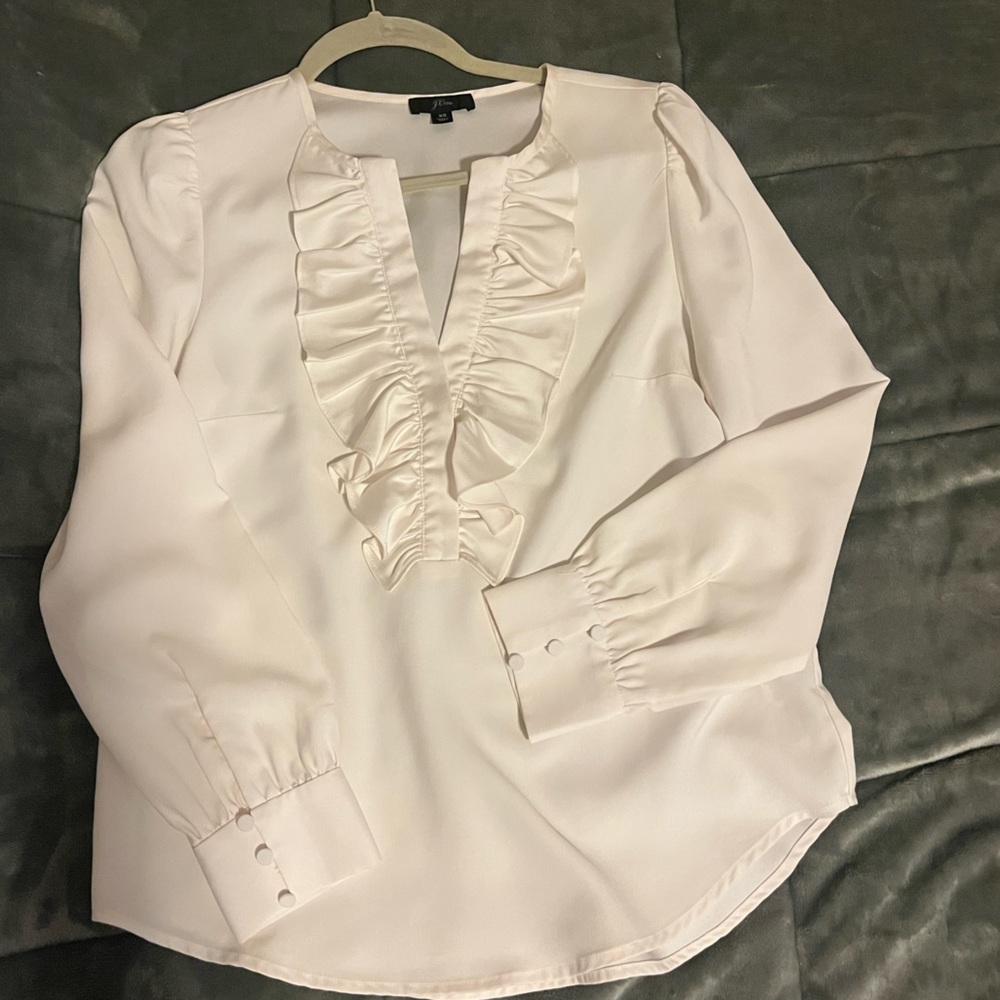 JCREW Ruffle Detail Top Cream Size XS
